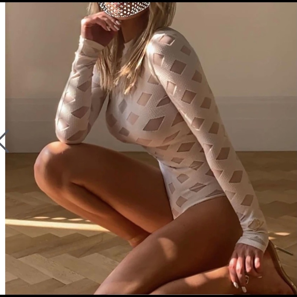 White mesh bodysuit